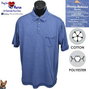 Tommy Bahama Jeans Large Heather Blue Island Modern Fit Cotton Polyester Polo